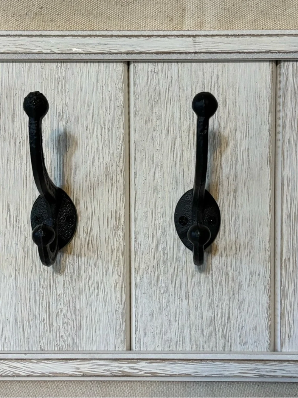 Sonoma White Wall Hook Rack with Black Hooks